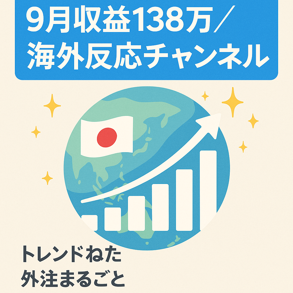 【9月収益138万円】登録者数2.9万人　トレンドの日本称賛系(海外の反応)チャンネル