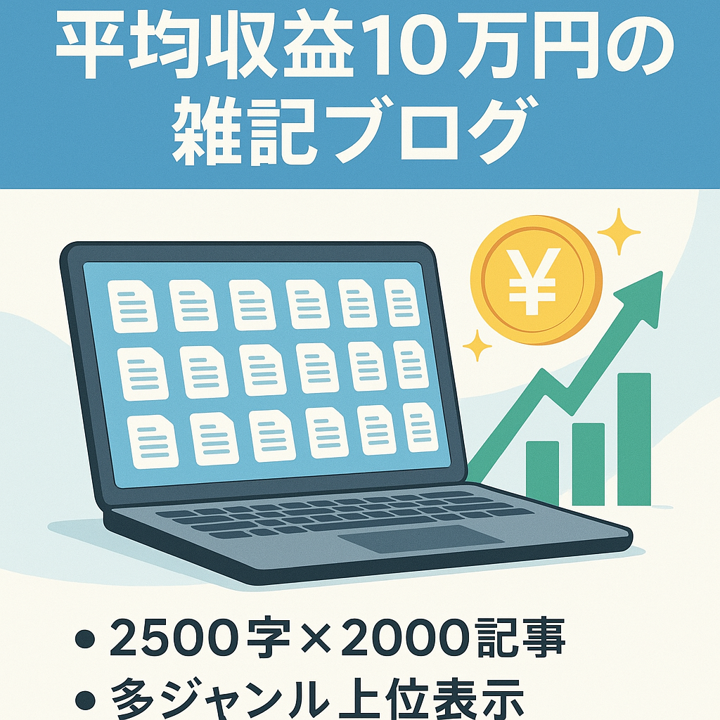 記事数2000以上！新規ドメイン3年運用で平均収益10万円！上位表示多数の雑記ブログ