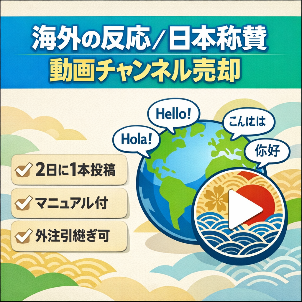 【値引き交渉大歓迎！】現在2日に1本投稿｜海外の反応・日本称賛系｜非属人｜動画作成のマニュアル、プロンプトも完備