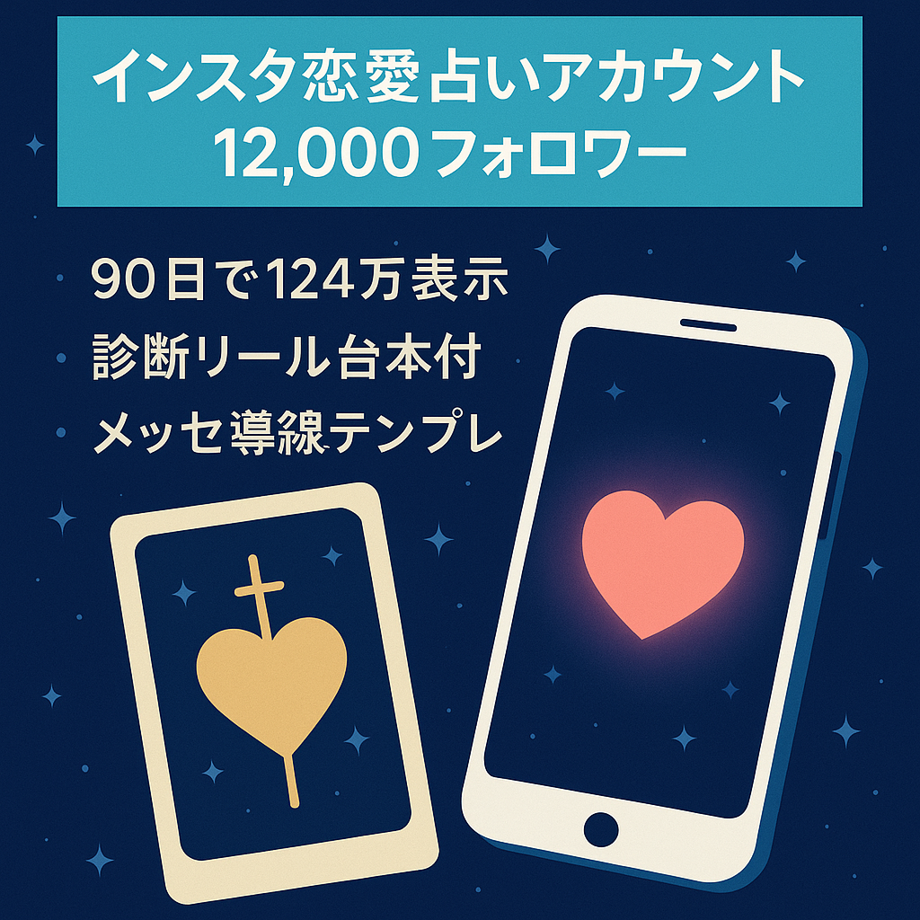 【直近90日124万表示】恋愛占いInstagram｜総フォロワー12,000｜リール主軸・投稿テンプレ付