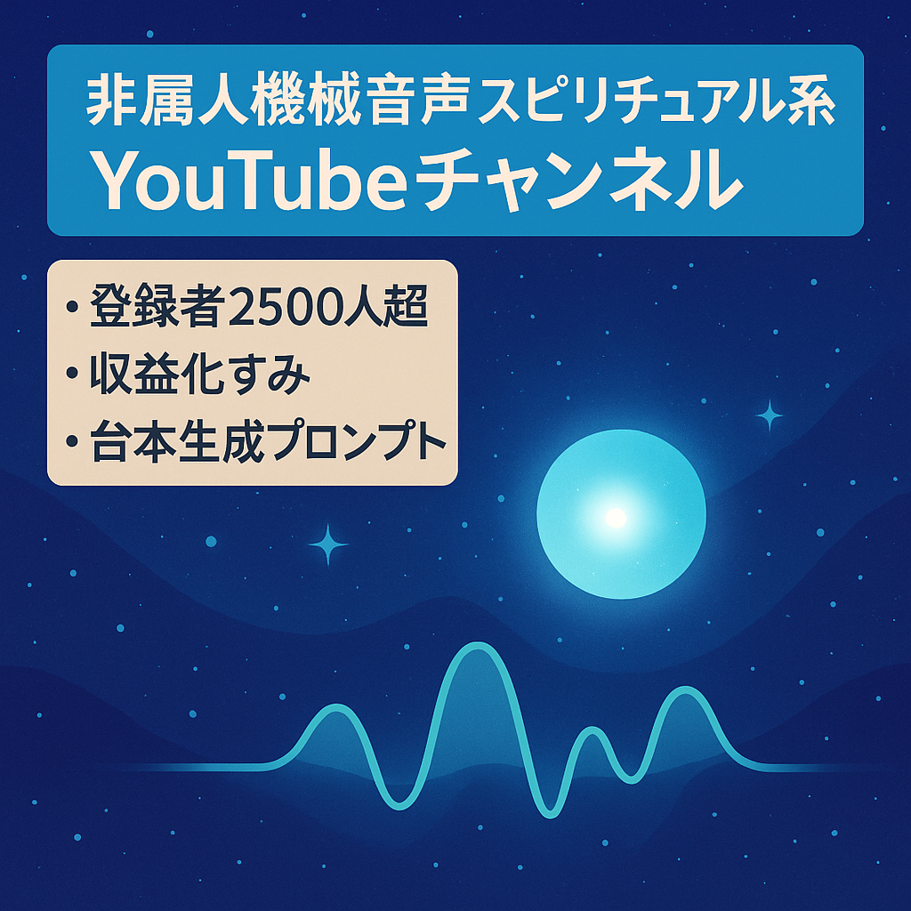 【収益化済｜登録者2,500人超】 非属人×機械音声｜スピリチュアル系YouTubeチャンネル｜外注化可｜