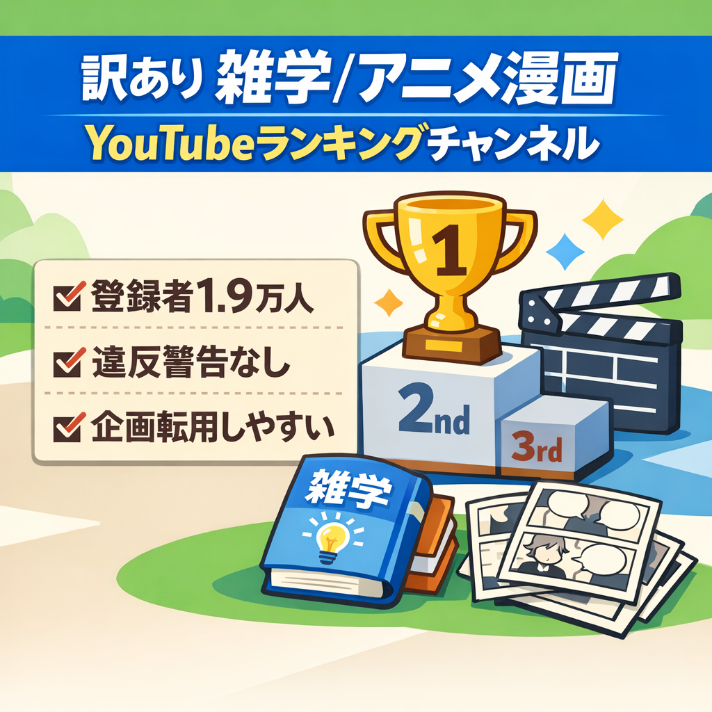 【訳あり】登録者1.9万人のランキング系 YouTubeチャンネル【雑学やアニメ漫画】