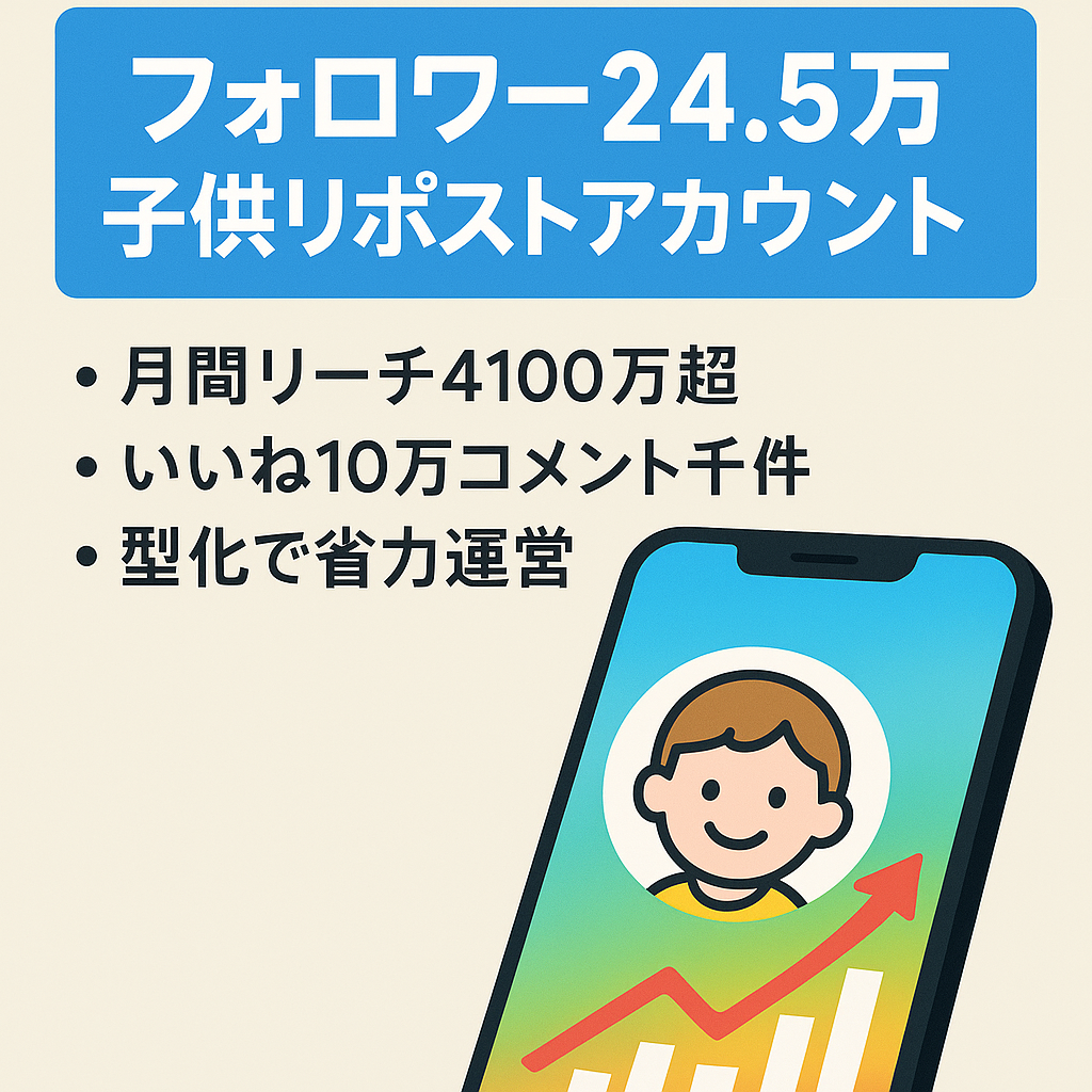 【フォロワー24.5万人】月間リーチ4100万件越え   子供リポストアカウント！