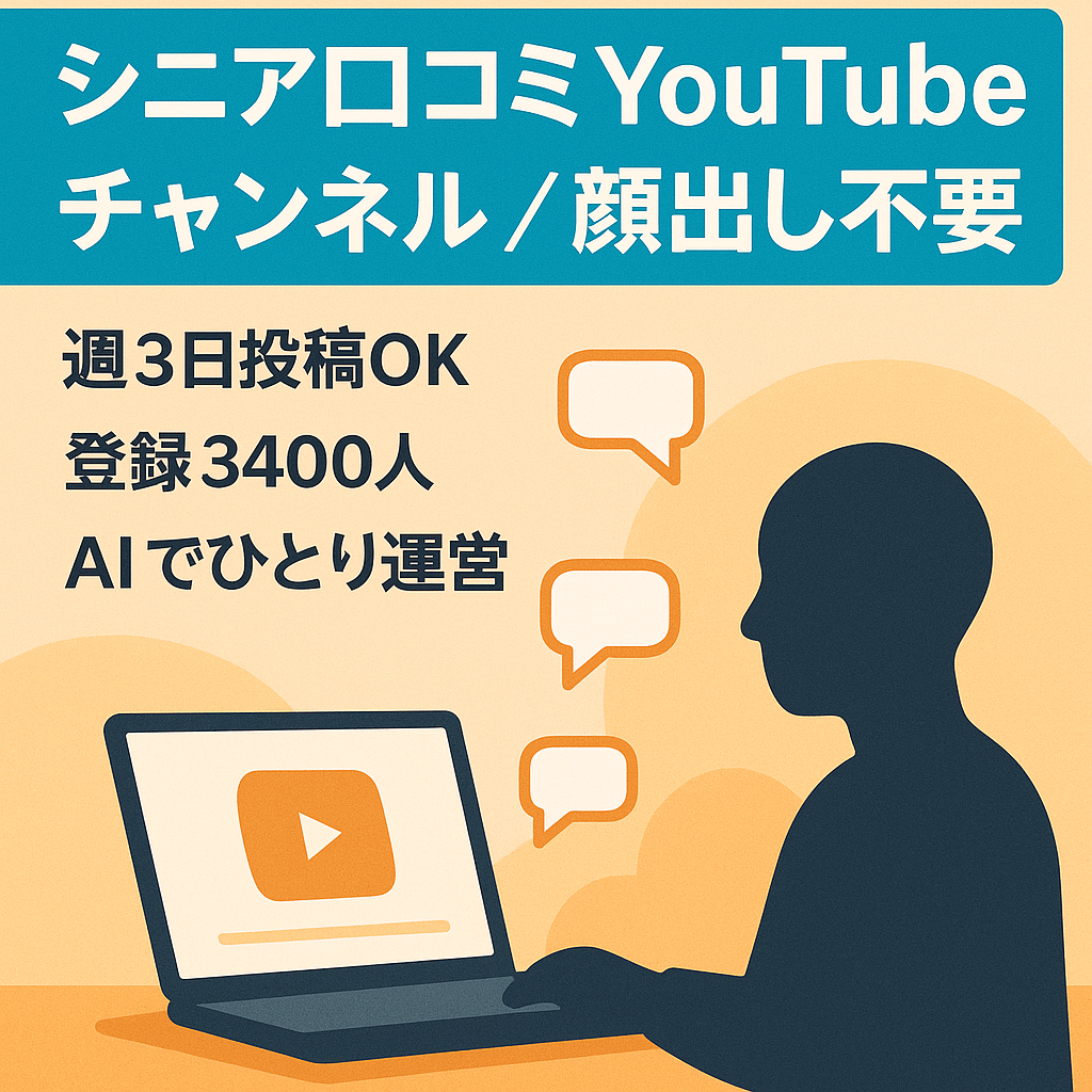 【週3日投稿・収益化済】顔出し不要・属人性ナシのシニア口コミYoutubeチャンネル
