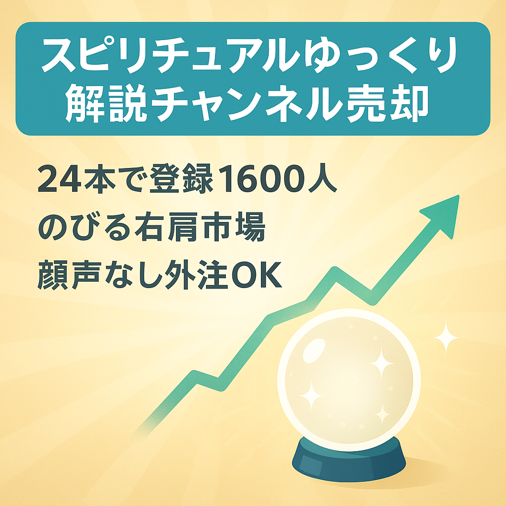 ※最終値下げ【属人性なし・収益化済み】右肩上がり市場のスピリチュアル系ゆっくり解説チャンネル