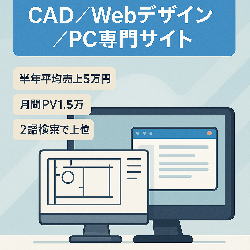 【月間売上平均5万円以上・月間PV約15,000件】CADやWebデザイン、PCについての専門サイト