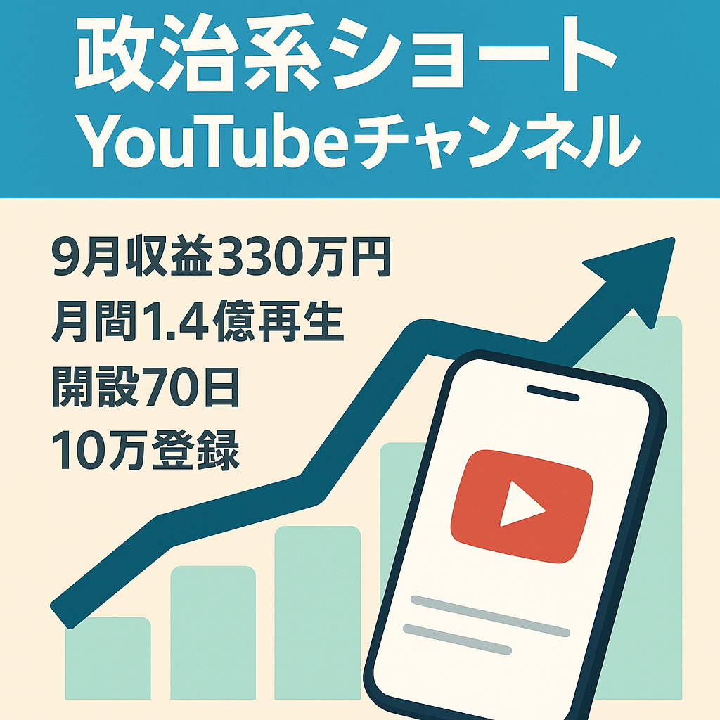 【9月330万円達成】【10月640万円ペース】【月間1.4億再生】登録者10万人以上の政治系ショートチャンネル