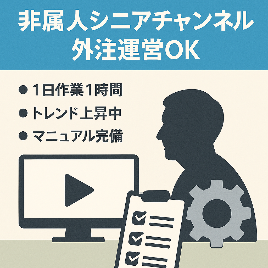 【1本の作業時間1時間以内】今トレンドの非属人シニアチャンネル｜マニュアル有・1人で即運営OK・早期売却・価格交渉も大歓迎