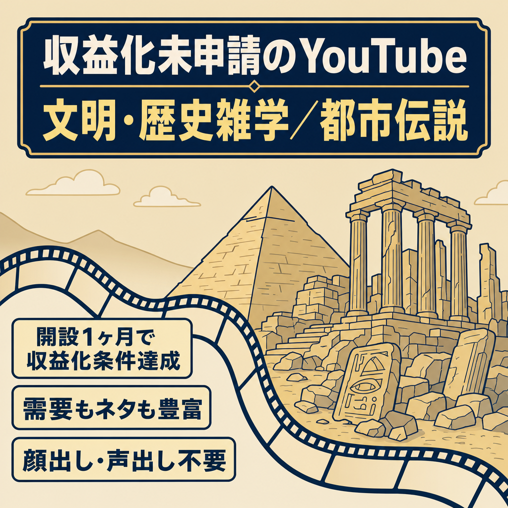 【収益化条件クリア済み】未申請のクリーンch 文明・歴史雑学、都市伝説チャンネル│価格交渉も大歓迎