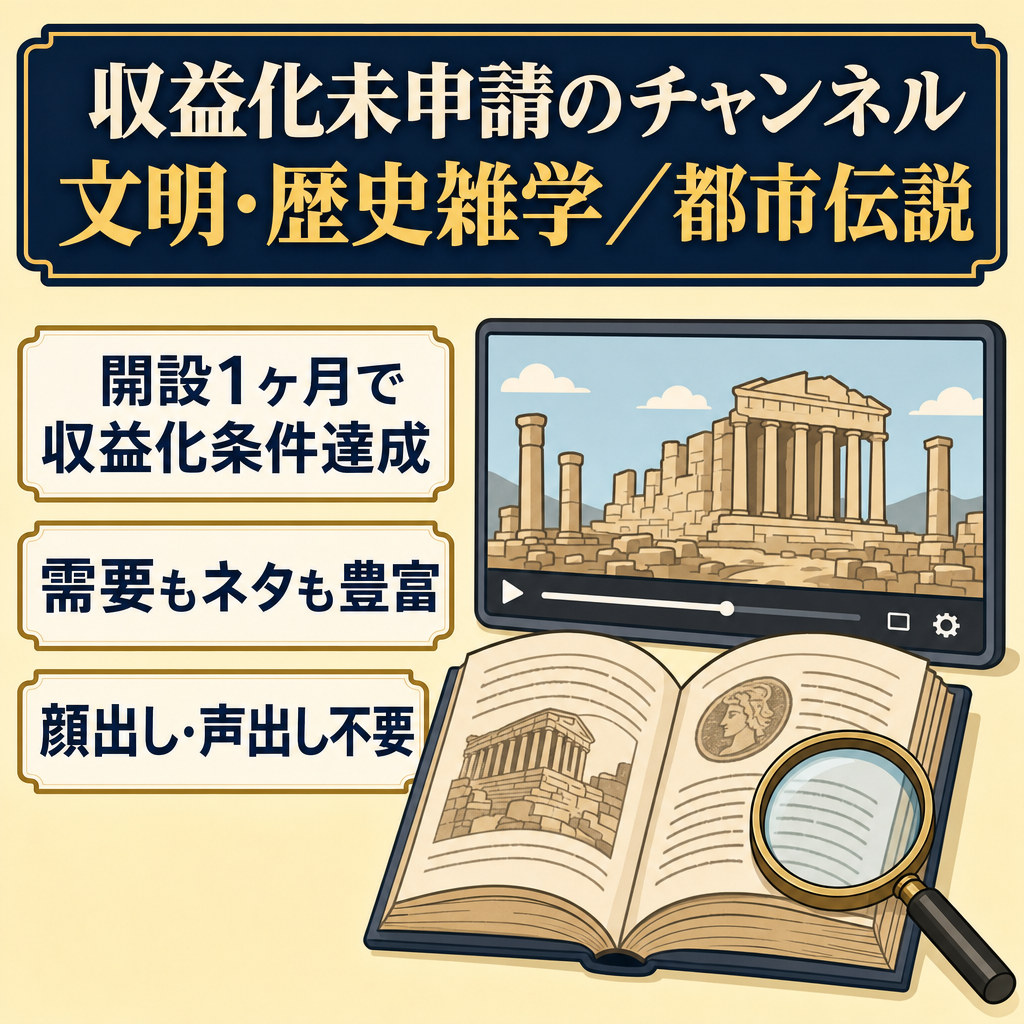 【収益化条件クリア済み】未申請のクリーンch 文明・歴史雑学、都市伝説チャンネル