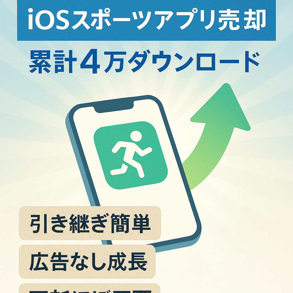 累計４万ダウンロード突破。基本放置のスポーツ系iOSアプリ売却いたします。