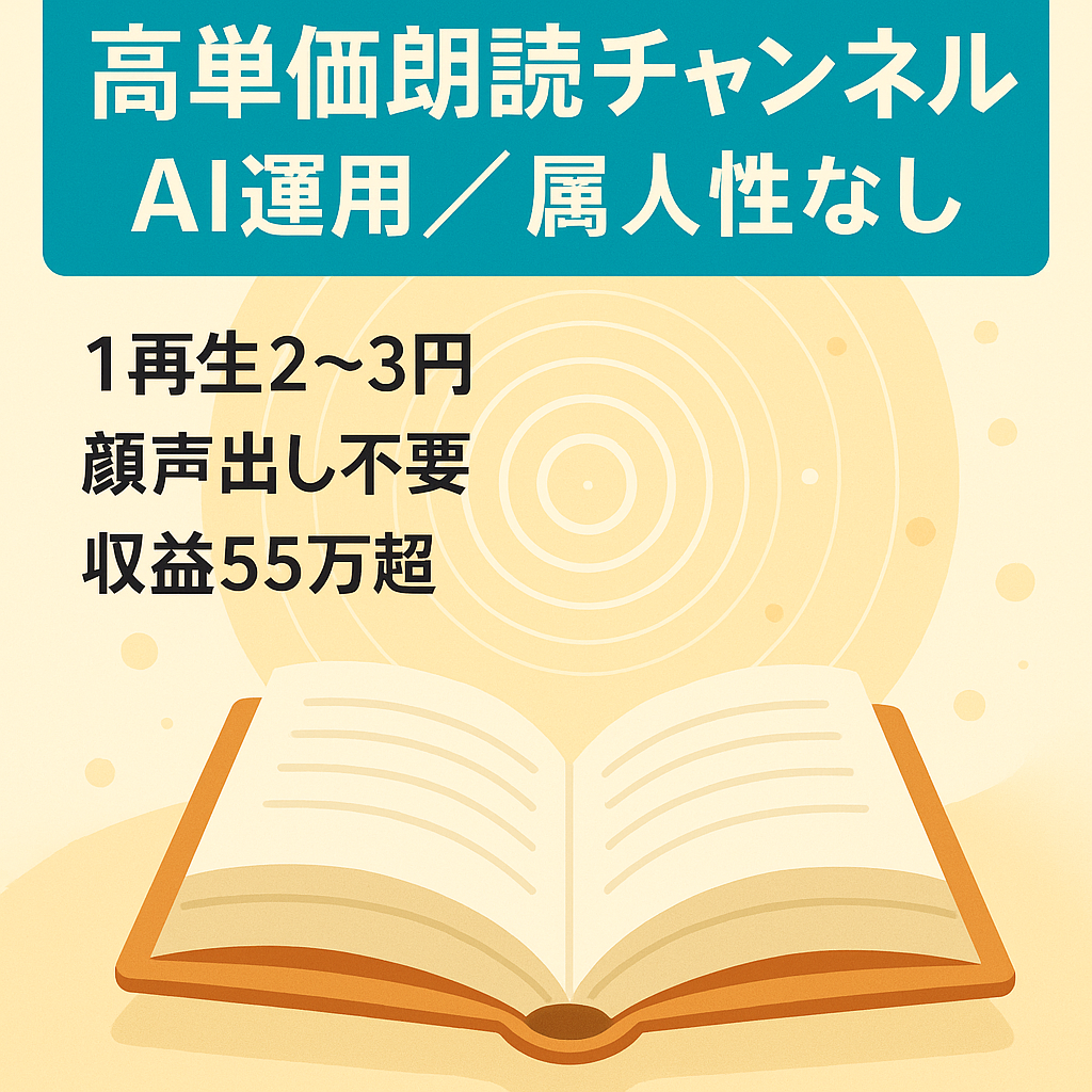 【1再生2〜3円　12月収益55万超】高単価シニア朗読チャンネル【AI運用/属人性なし/フル外注可能】