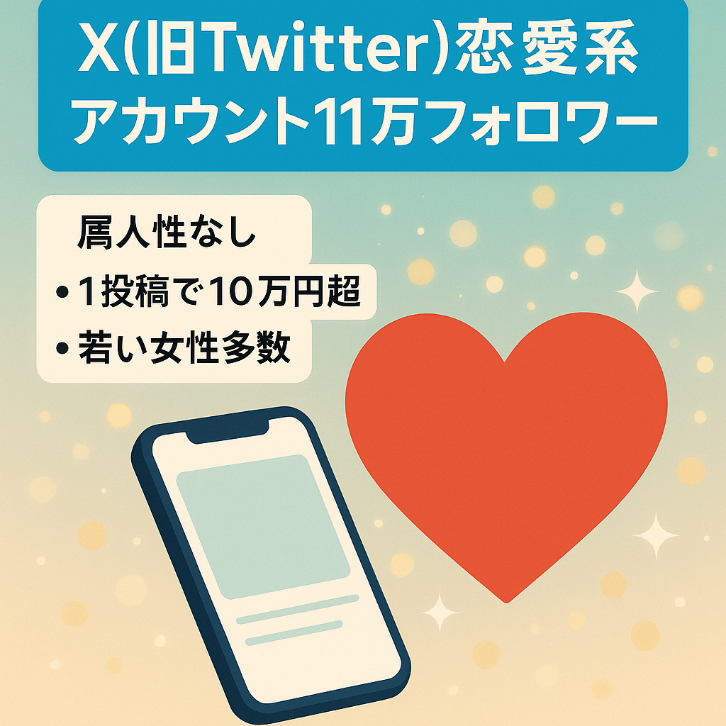 【X(旧Twitter)フォロワー11万人超！】恋愛系メインのアカウント【早い者勝ち】