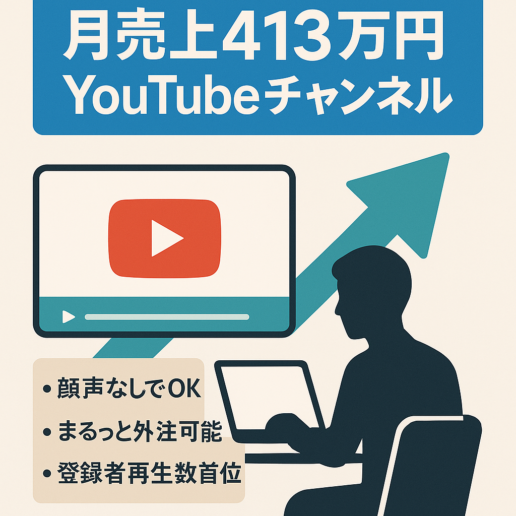 【月間売上413万円】売上急上昇中のYouTubeチャンネルの譲渡