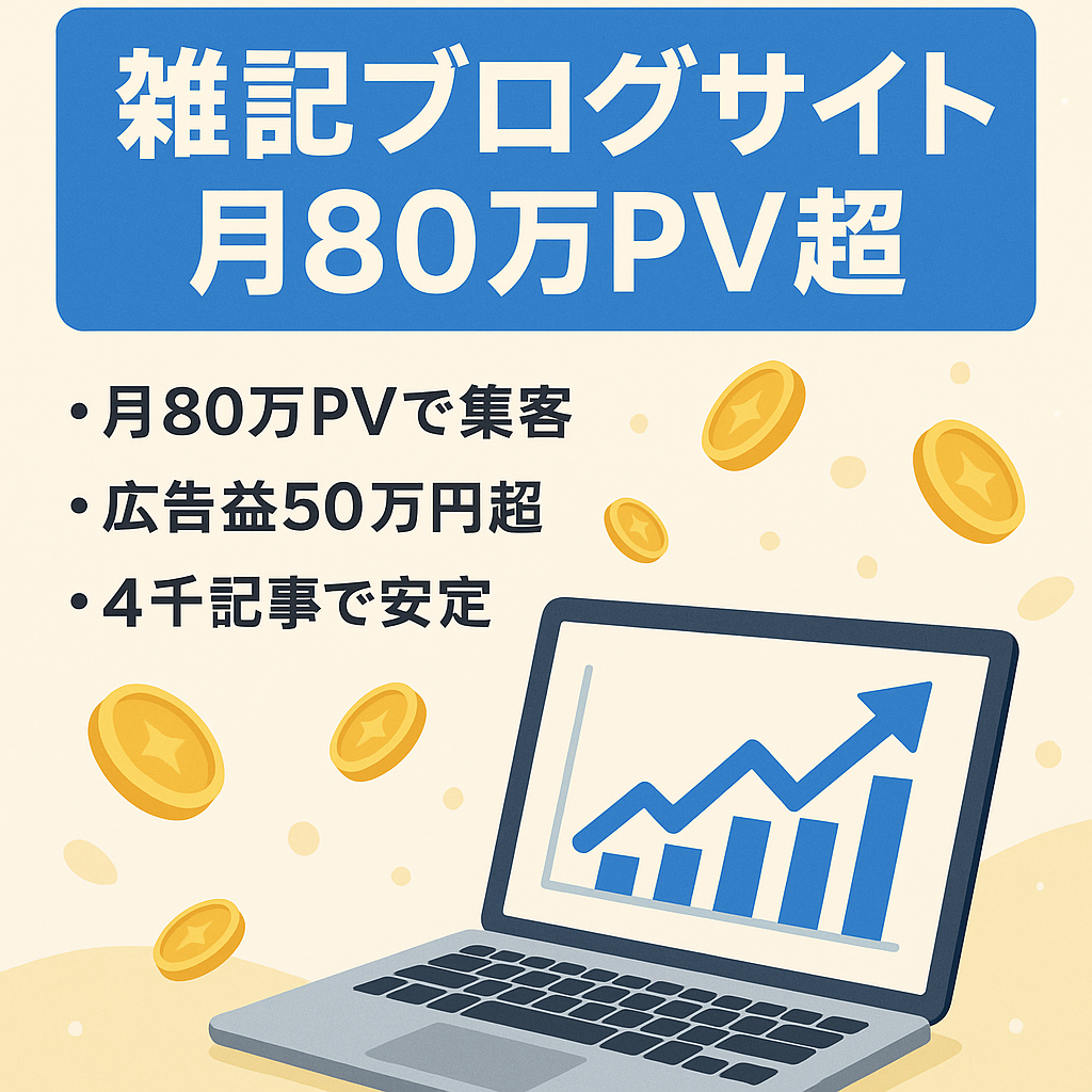 【月間80万PV超･アドセンス収益50万円】オリジナルの品質の高い記事で安定運営の雑記ブログ