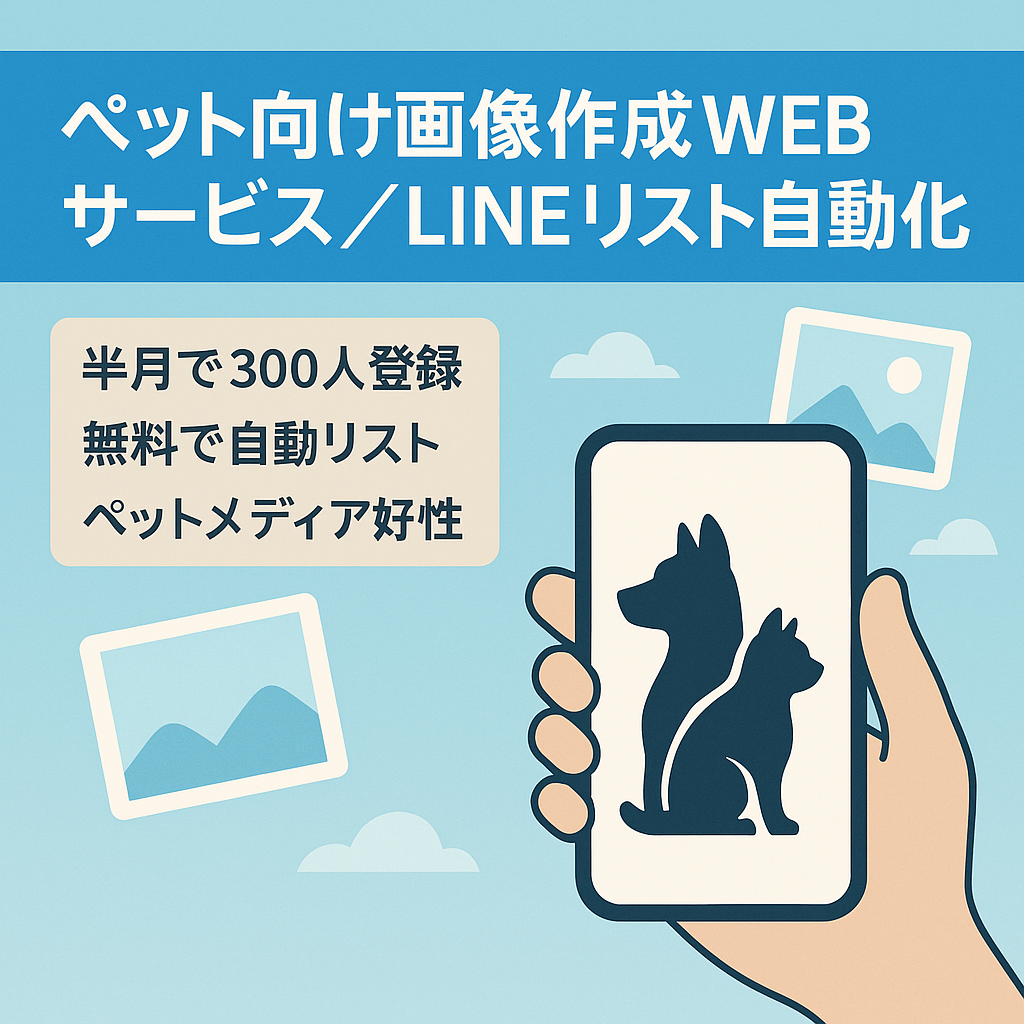 【ペット】犬・猫の飼い主向け、画像作成webサービス【LINEリストを自動収集、半月で300人】