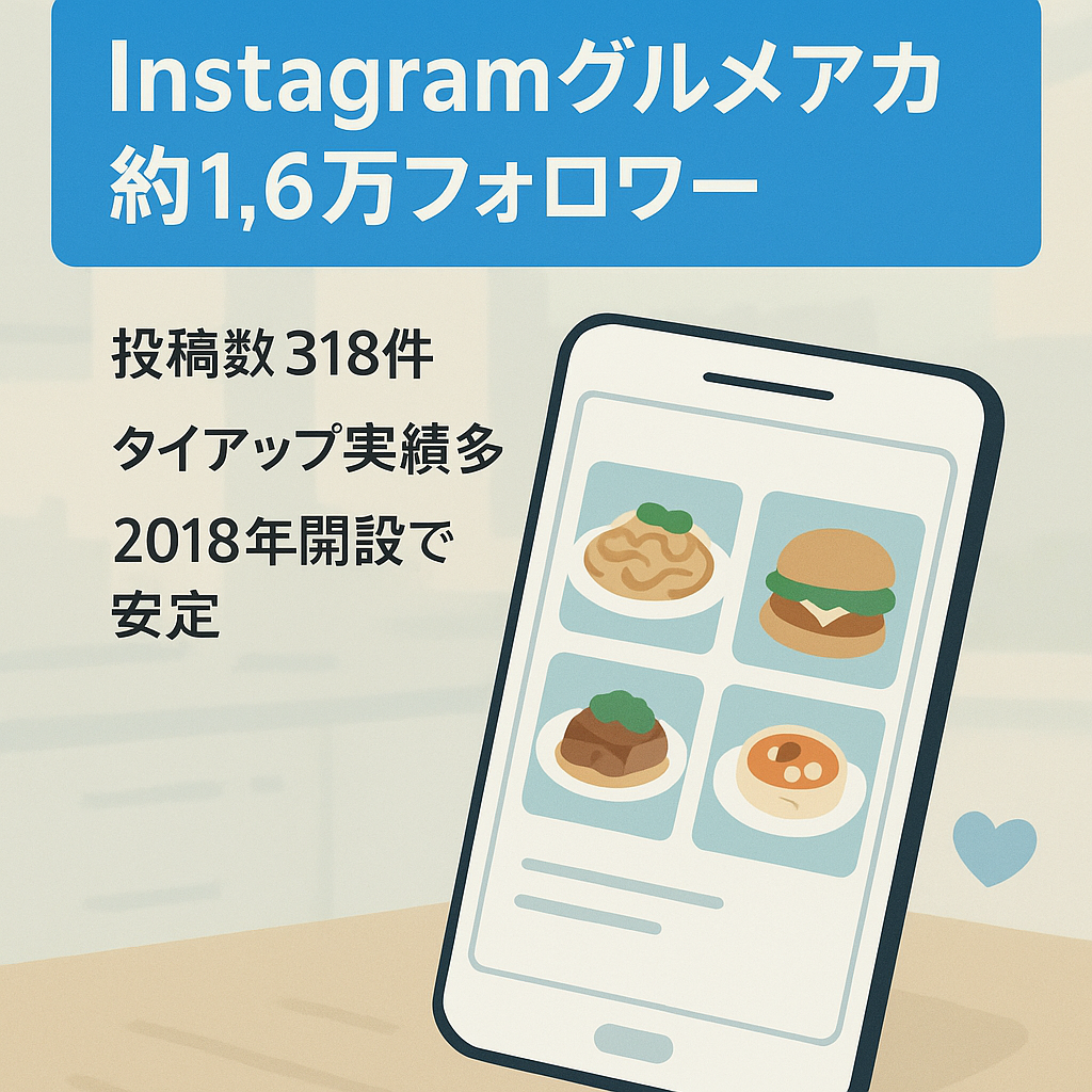【instagram フォロワー約1.6万人】タイアップ実績多数あり。グルメアカウント