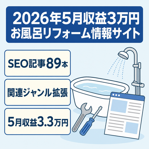【2026年5月収益3万円】お風呂に特化したリフォーム情報サイト