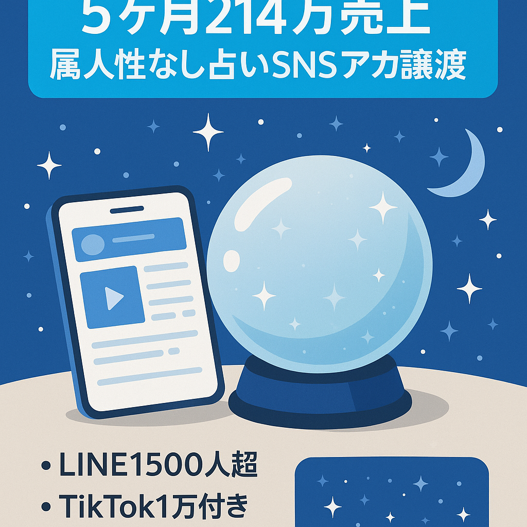 【5ヶ月で売上214万】属人性無しInstagram占い系アカウント / 公式LINE1500人以上 / TikTok10000人付き