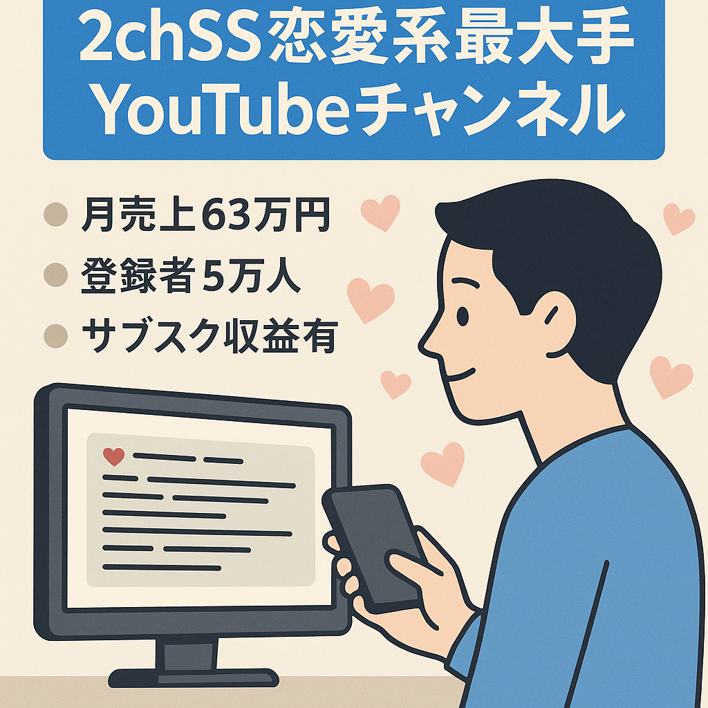 【8月売上63万円！登録者5万人！】2chSS恋愛系最大手Youtubeチャンネル