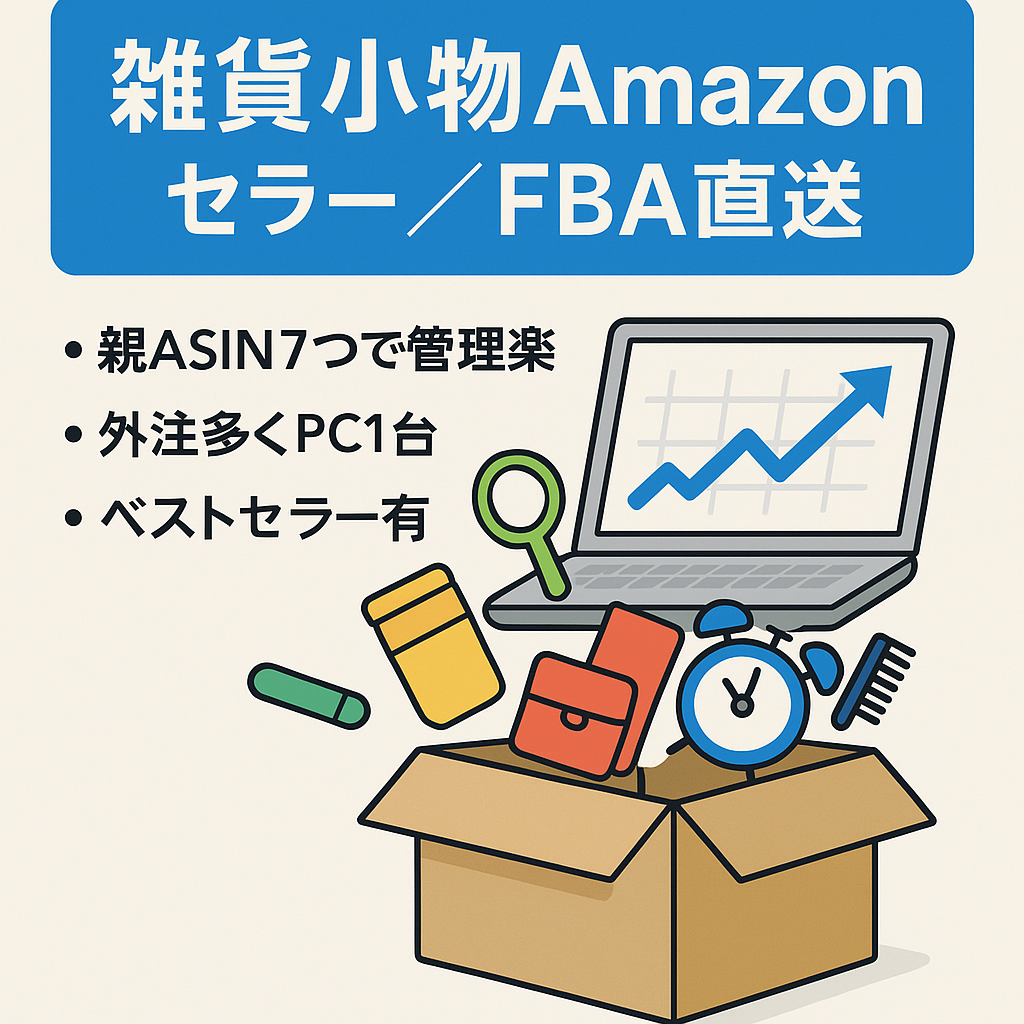 EC事業：最高営業利益16万円‼️雑貨や小物取り扱いAmazonセラーアカウント。中国からFBA倉庫に直送。