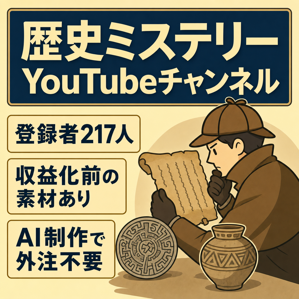 【新規参入に最適・収益化前・登録者217人】YouTube歴史ミステリーチャンネル