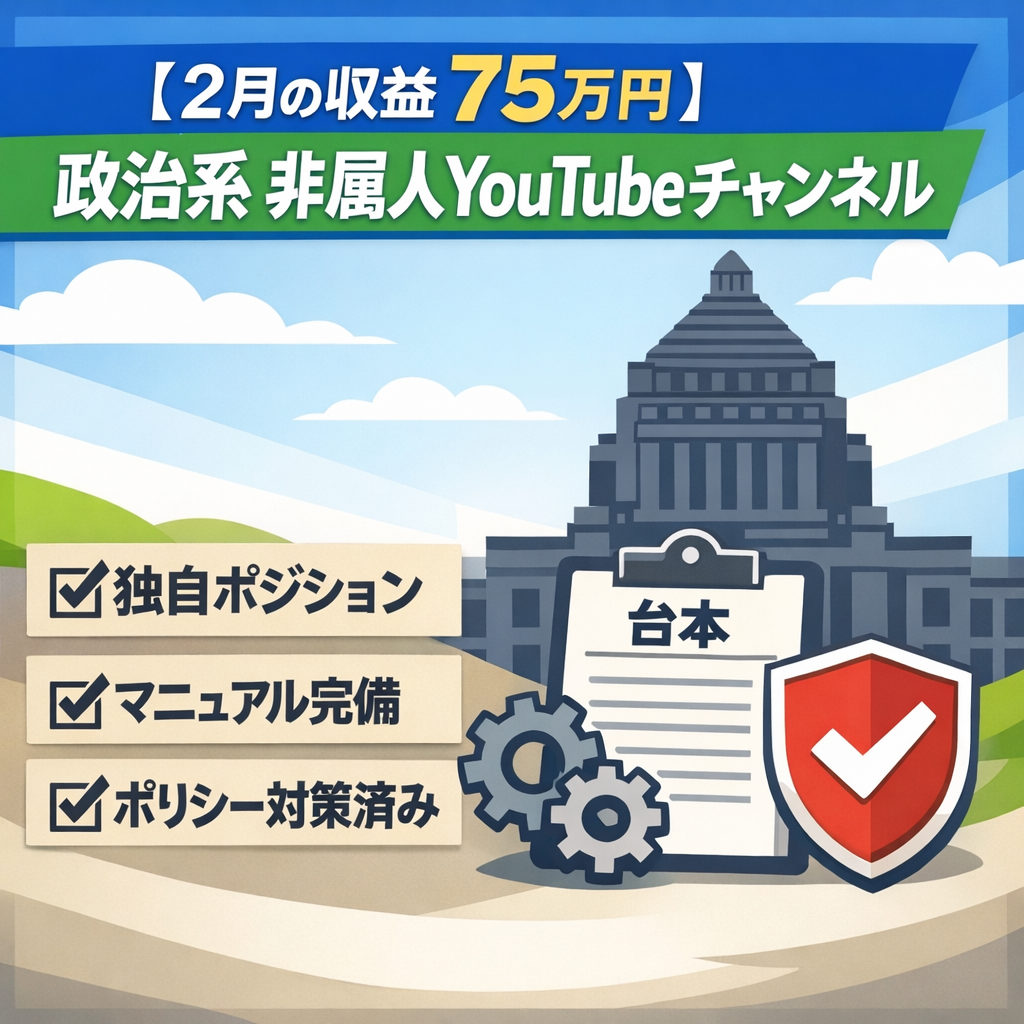 【2月の収益75万円】政治系・非属人YouTubeチャンネル