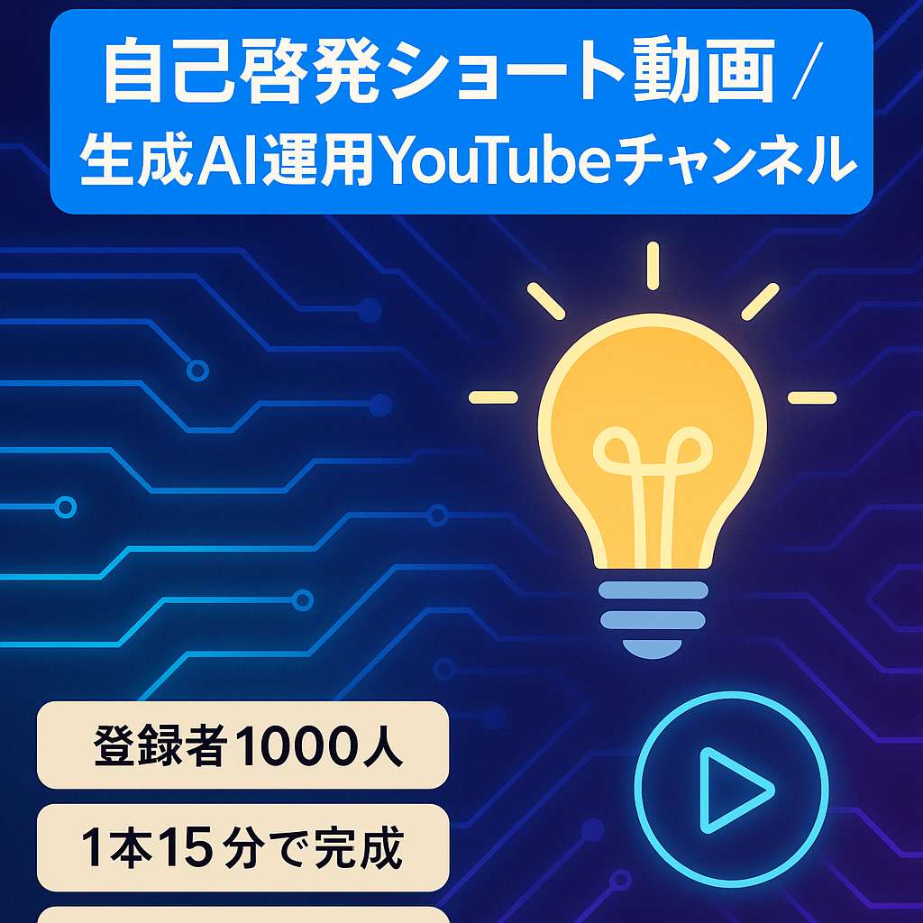 【自己啓発テーマ・生成AIで完結】ショート動画中心のYouTubeチャンネル