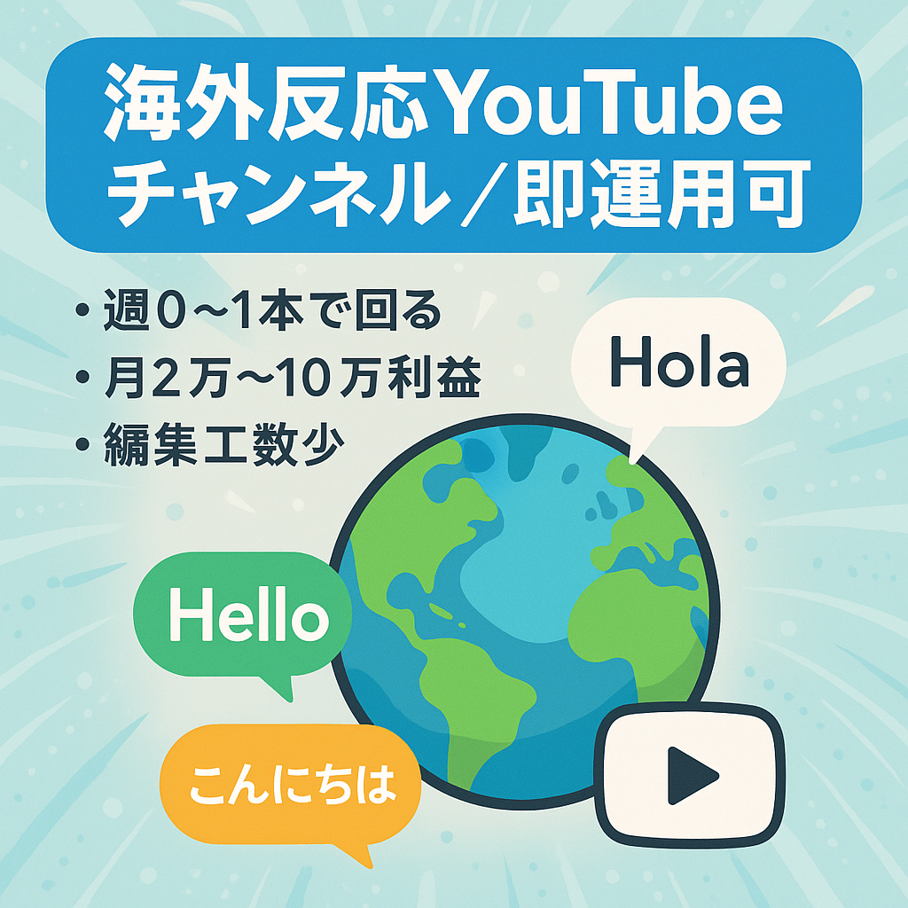 リポスト：現在人気の海外の反応系チャンネル。非属人チャンネルのため、購入後即運用可能