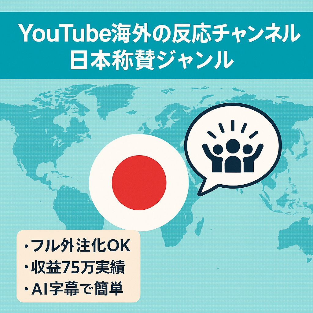 完全フル外注も可【大幅割引5月度45万推定収益見込今大人気の日本称賛【海外の反応】チャンネル