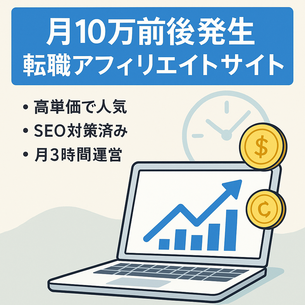 【月10万前後発生】転職アフィリエイトサイト｜手間が少ない｜副業可｜メディア資産