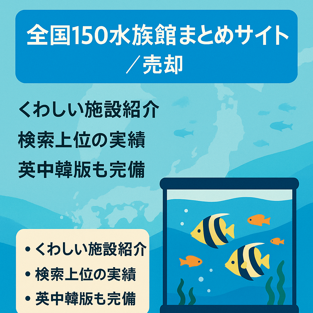 日本の水族館好きが訪れる、日本の水族館150施設まとめサイトの売却