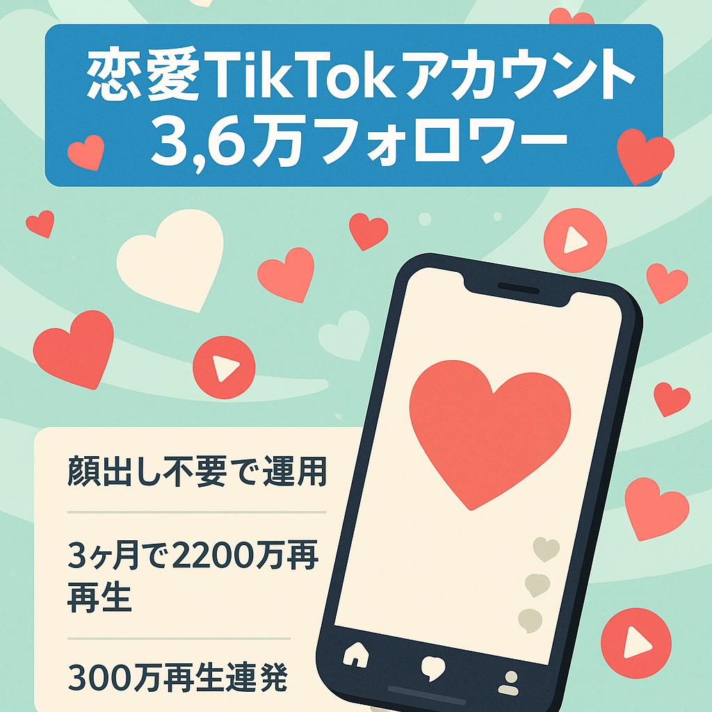 【TikTokフォロワー3.6万人越え】3ヶ月で再生回数2200万回越えの恋愛アカウント