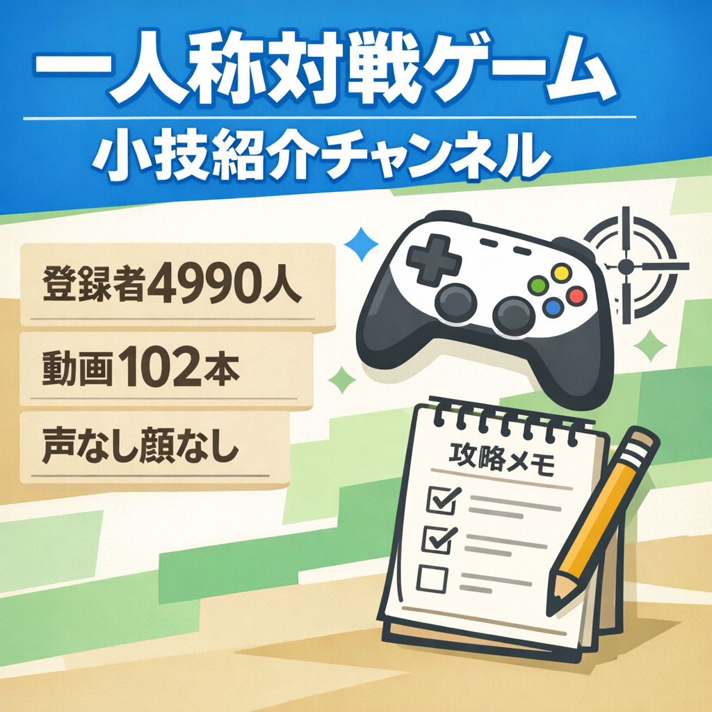 訳あり【声出しなし顔出しなし！登録者約5000人！】有名FPSゲームの小技の紹介チャンネル【ネットの反応などに変更可】