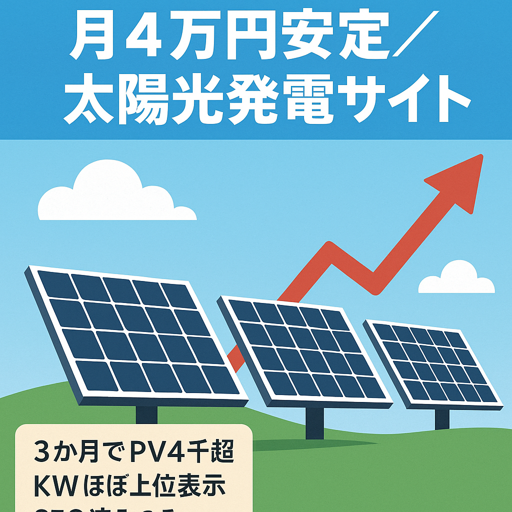 【月40,000円安定】PV・収益が右肩上がりの太陽光発電サイト