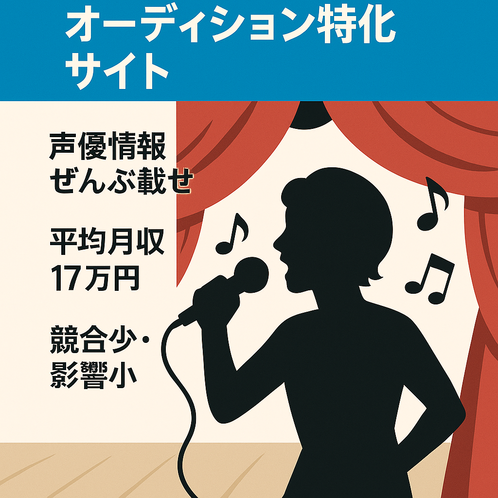 【10月31日まで限定】平均月収17万円以上＆ライバル少なめ「声優養成所&オーディション関連特化サイト」
