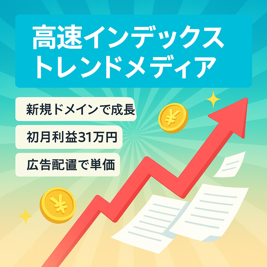 【注力初月から利益31万円超え/RPM571/インデックススピード数分】短期トレンド記事とミドル記事を合わせたトレンドメディア