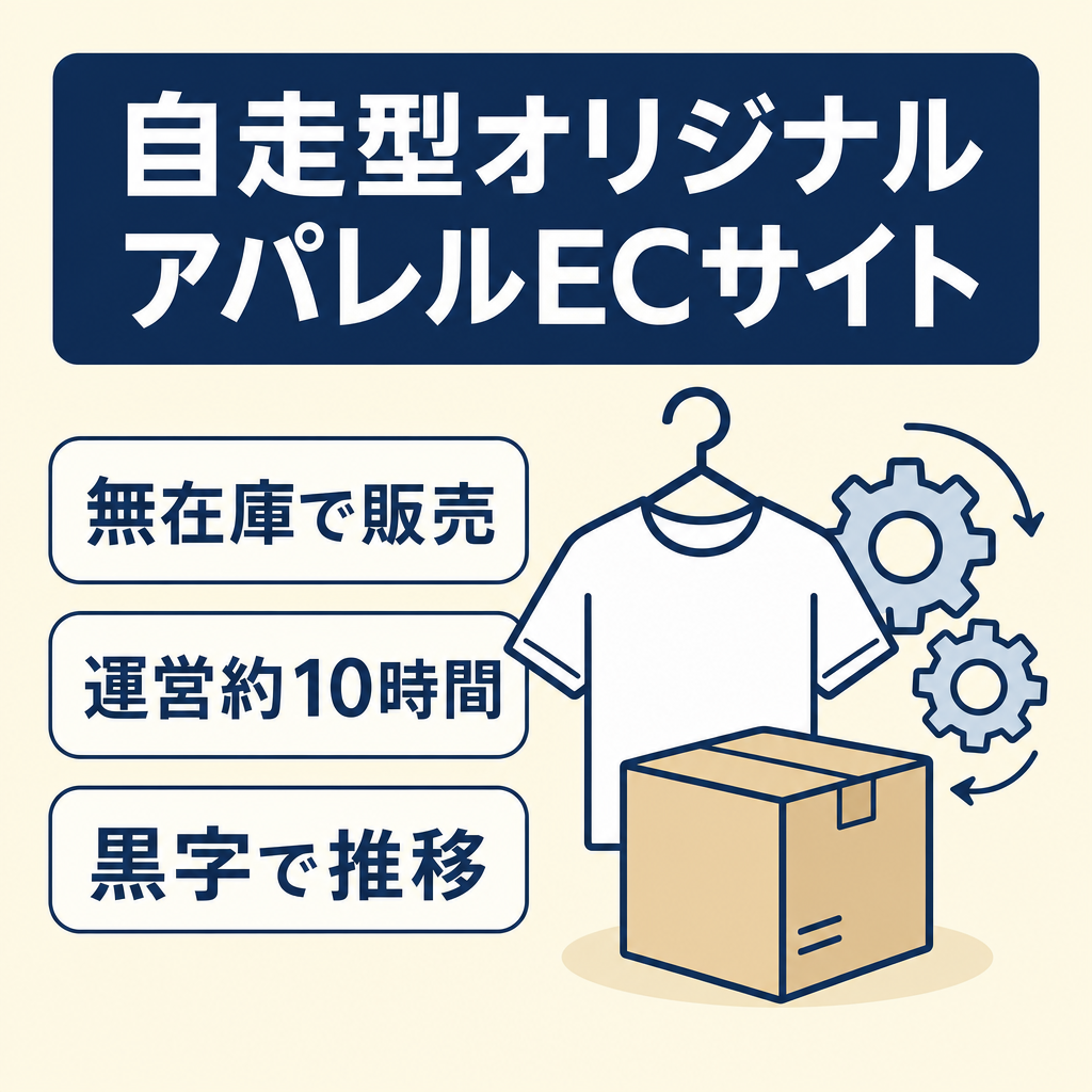 開業すぐのオリジナルアパレルECサイト　高利益率/黒字/無在庫　自走事業