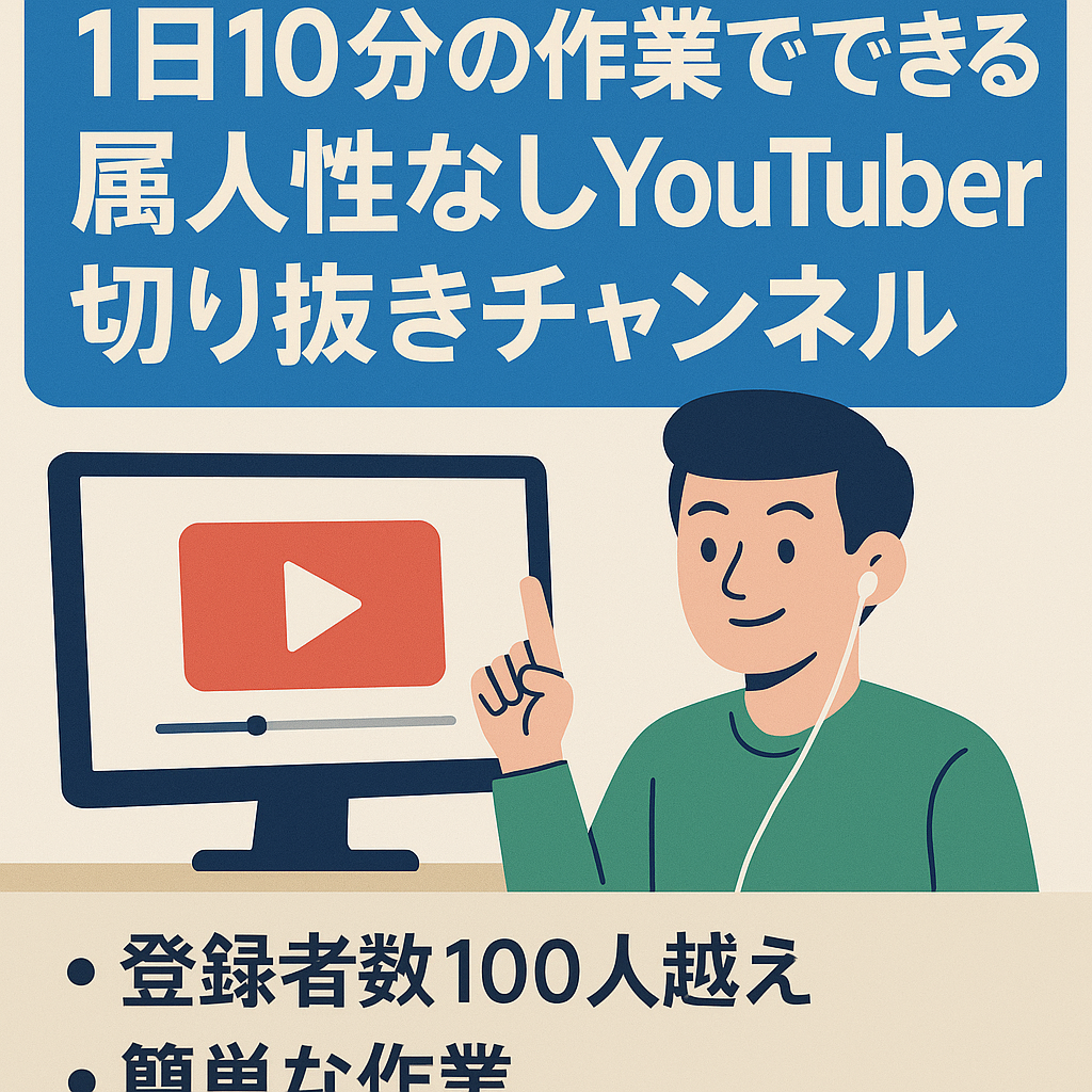 登録者数100人 1日10分の作業でできる 属人性なし YouTuber切り抜きチャンネル