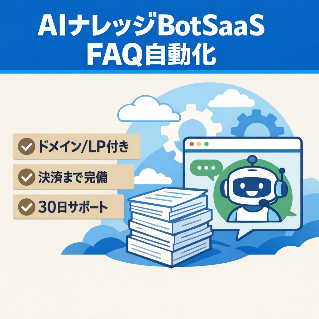 【社内FAQを自動化】AIナレッジBotSaaS｜文書アップロード→即チャットBot構築｜カスタマーサポート転用可