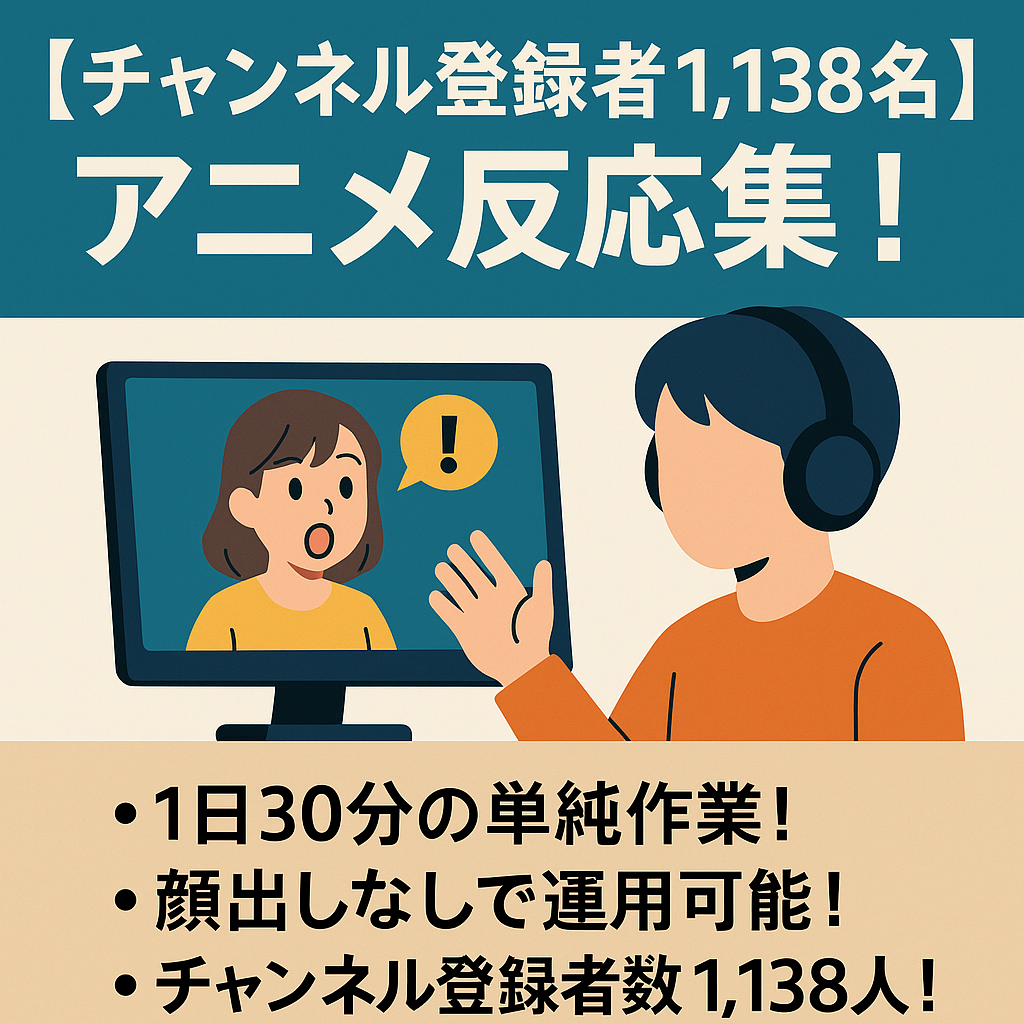 【チャンネル登録者1,138名】アニメ反応集！【顔出し不要/属人性なし】※収益化していないアカウントです。