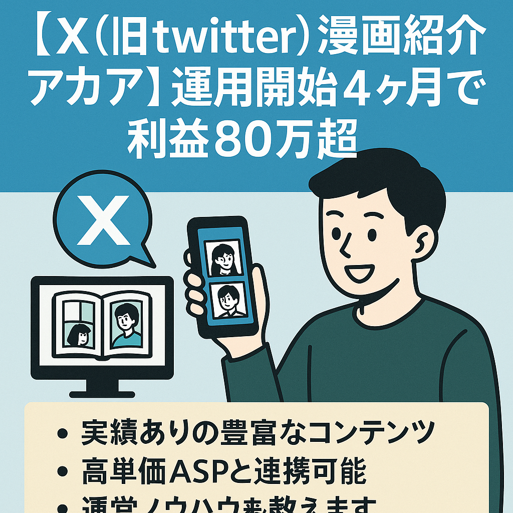 切り抜き：【X(旧twitter)漫画紹介アダアフィ垢】運用開始4ヶ月で利益80万超