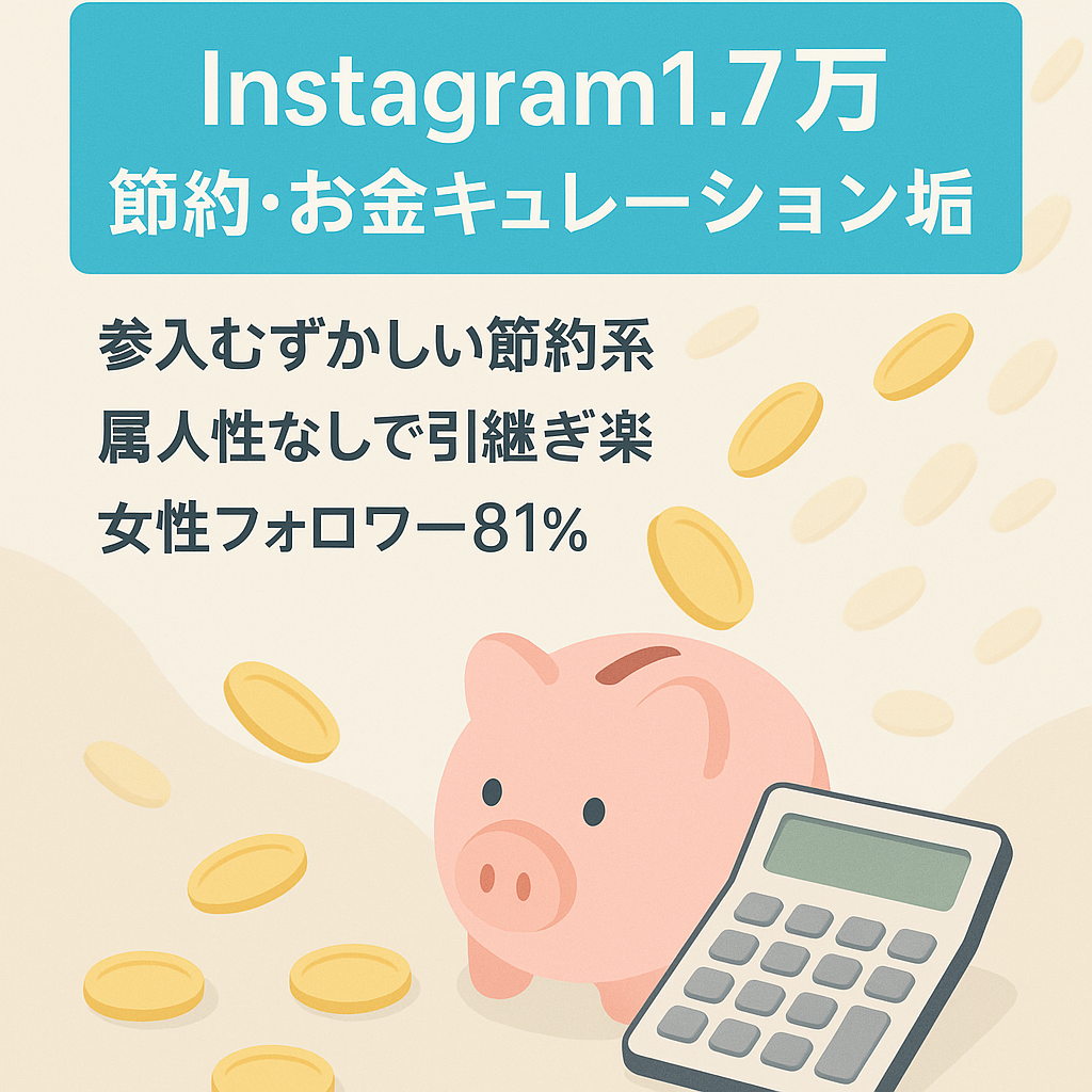 【Instagram1.7万人】女性8割の節約・お金ジャンルキュレーションアカウント