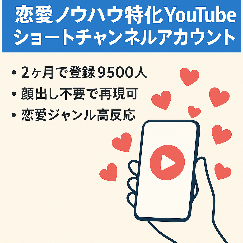 【2ヶ月で登録者9,000人突破】恋愛ノウハウ特化YouTubeショートチャンネル アカウント
