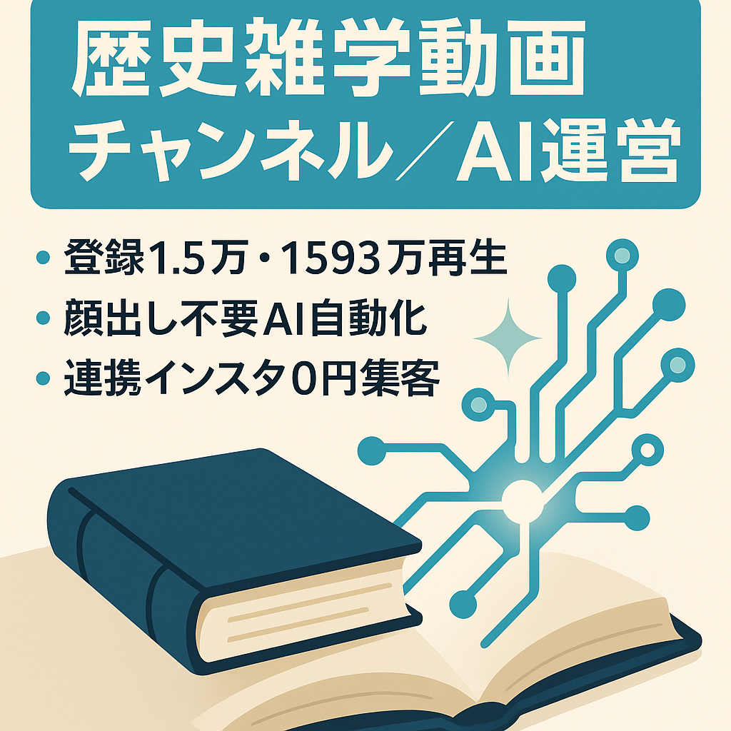 【1593万再生】登録1.5万人！AI活用で顔出し不要の歴史・雑学ch。ショート×長尺の資産付き【インスタ153万再生】