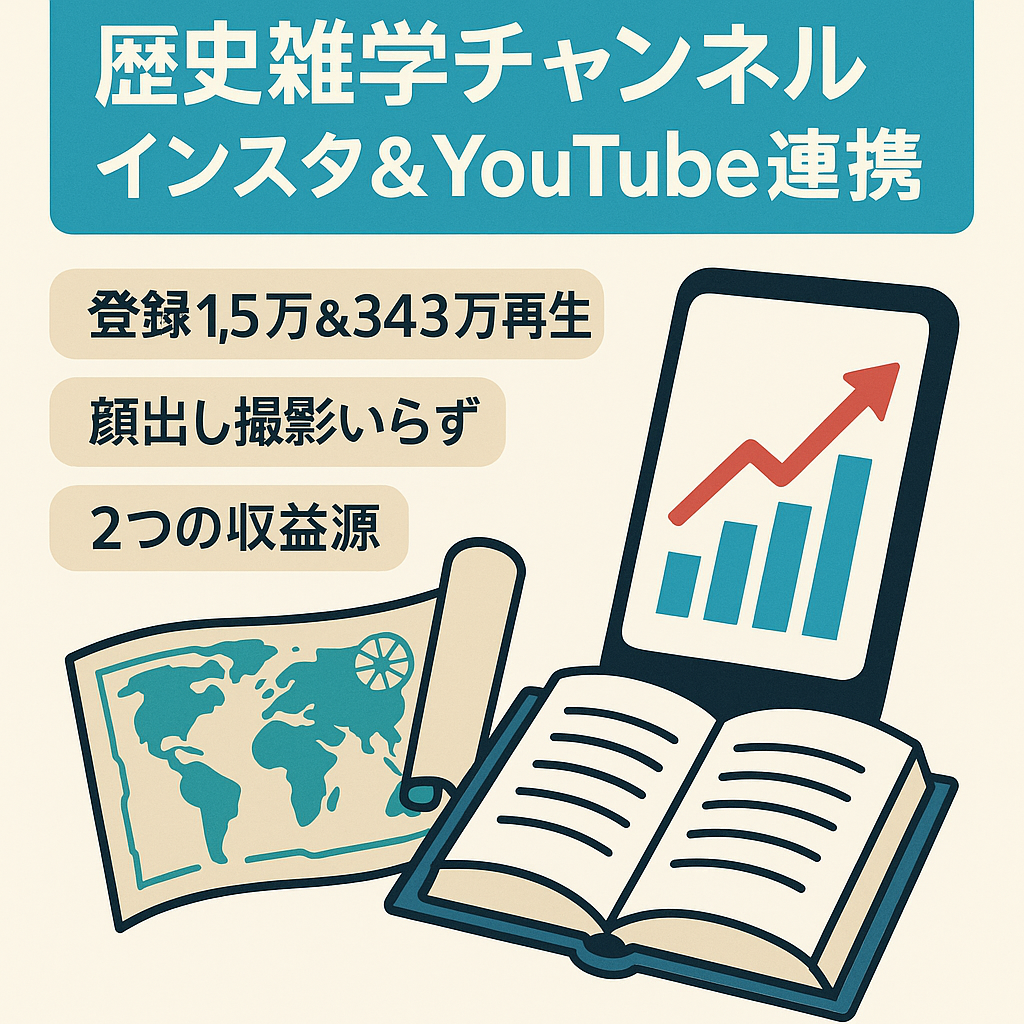【インスタ爆伸び343万再生】登録1.5万人！AI歴史雑学ch【収益化権利確定】顔出し不要・ショート×長尺の資産付き
