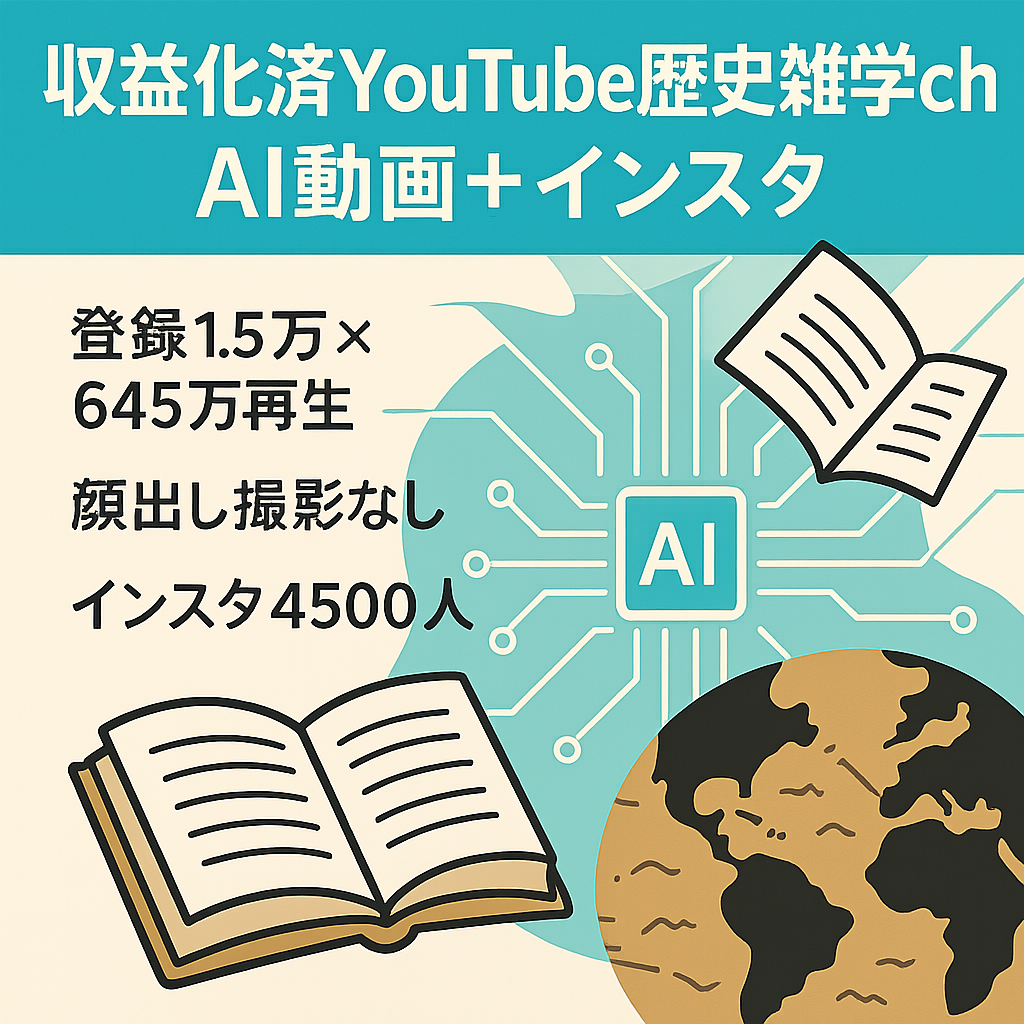 【YouTube収益化済み】AI歴史雑学＆インスタ【顔出し不要】動画素材・マニュアル一式