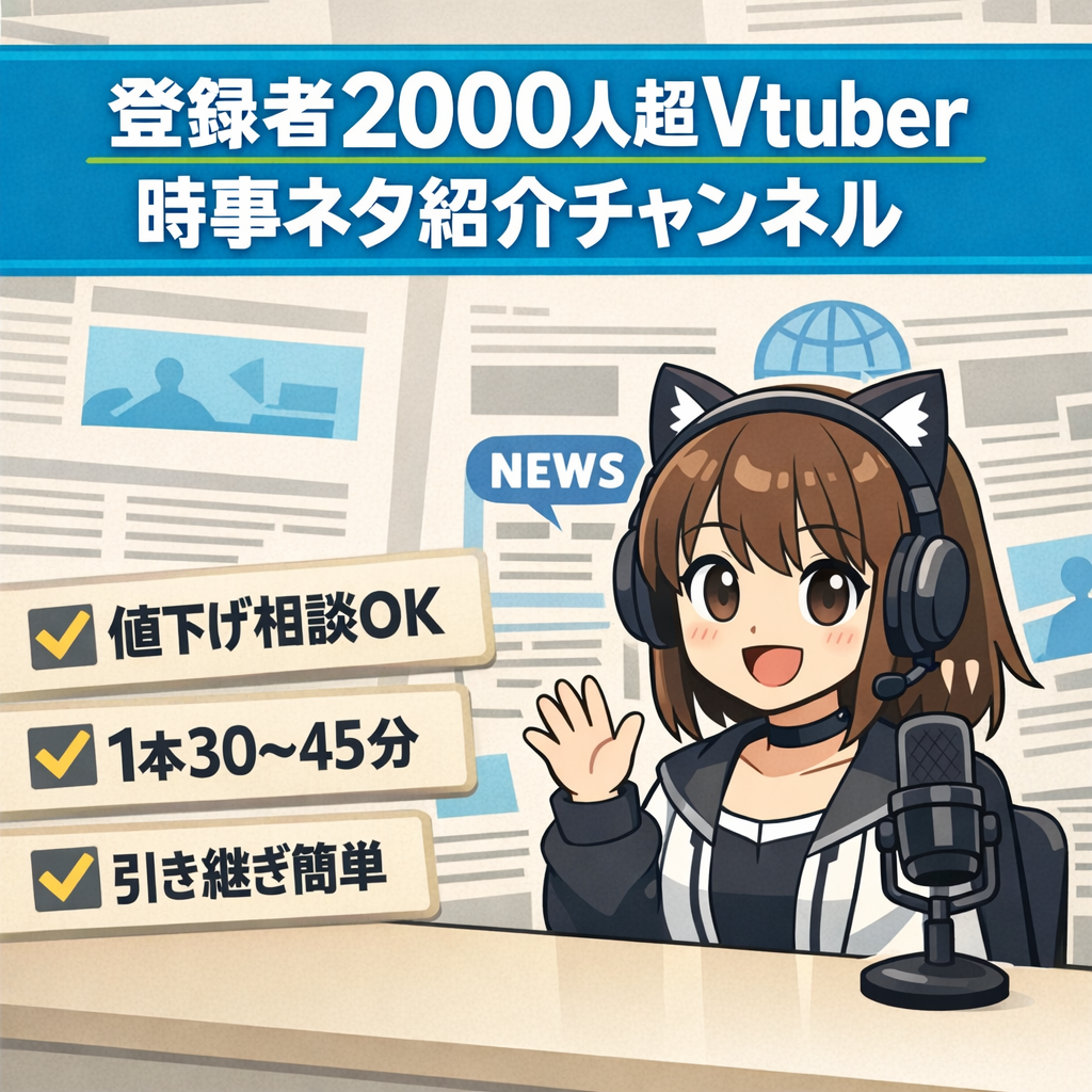 【登録者2000人以上】Vtuberの時事ネタ紹介チャンネル【値下げ交渉大歓迎】