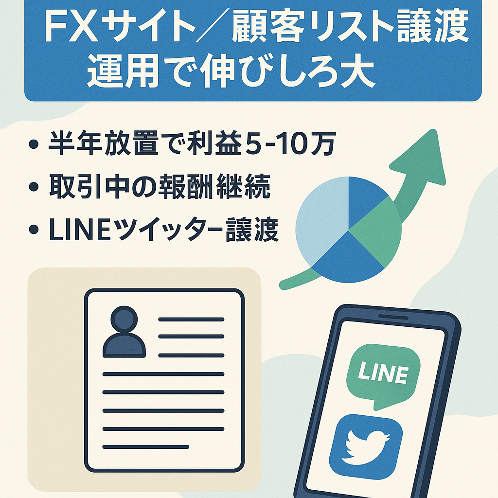 【運用次第でのびしろ大】放置で月10万のFXサイトと顧客リストの譲渡