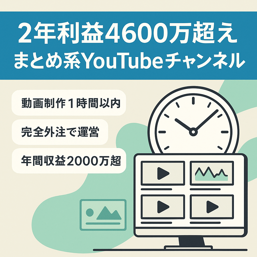 【2年利益4,600万円超え】まとめ系YouTubeチャンネル【フル外注可能・属人性なし】